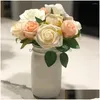 Couronnes de fleurs décoratives Fleurs décoratives Mousse durable Fausses roses Rose Centres de table bleu royal Tiges Champagne La taille peut varier Dhrtt