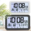 Table Clocks Large Display Digital Wall Clock With Indoor Temperature And Humidity Desk Calendar Alarm For Home Office