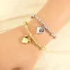 Strand Vlen Heart Charm Bracelet Couple Gift Waterproof K Gold Plated Beaded For Women Jewelry Stretch Pulseras