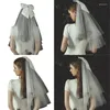Brudslöjor Flower Girl Veil Bow Head Covering Wedding Hair Accessories White