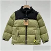 Para baixo casaco crianças crianças nf designer jaqueta de inverno meninos meninas ao ar livre com capuz quente parka preto puffer jaquetas carta impressão roupas ou dhbui