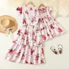 Family Look Mom and Daughter Dresses Summer Mother Kids Girls Short Sleeve Long Dress Party Wedding Costume Clothes Outfits 240104