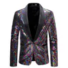 Ternos masculinos moda lazer luz e cor sólida bolsos lapelas botões jaquetas fantasia lantejoulas desempenho de palco colorido blazer