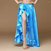 Stage Wear 2024 Belly Dancing Side Pull Long Satin Jupe Lady Dance Jupes Femmes Sexy Oriental Professionnel