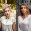 Kulaklıklar Kedi Kulaklıklar Kablosuz Bluetooth Kulaklık Saç Hoop Kulaklık Mikrofonlu Çocuklar için Oyun Oyun Cosplay Müzik Yanıp Sönüyor