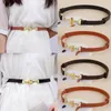 Belts Adjustable Thin Belt Luxury Design Metal Pu Leather Waistband Dress Trouser Decoration Hang Buckle Waist Strap Female