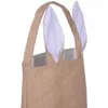 Joli panier en coton et lin avec oreilles de lapin de pâques, sac pour emballage de cadeau de pâques, sac à main de pâques pour enfant, cadeau de Festival fin