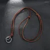 Pendant Necklaces Explosive DIY Accessories Clavicle Chain Beach Wind Cowhide Necklace Simple Men's Round Leather Rope Long Choker