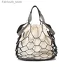 Evening Bags Summer INS Hot Fashion Hollow Out Women Handbag Net Shape Lattice Bag Composite Korean Style Beach Weaving Casual Tote Q240104