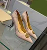 Sapatos de vestido de designer de mulheres de couro genuíno elegante fivela de metal bordada lona saltos altos 7,5 cm pista festa casamento único sapato caixa de correspondência