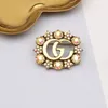20style Luxury Women Designer Letter Brooches 18K Gold Plated Inlay Crystal Rhinestone Jewelry Handmade Brooch Pin Men Marry Wedding Party Cloth accessories