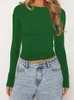 CHRONSTYLE женские весенне-осенние футболки с длинными рукавами, топы, однотонные приталенные пуловеры, повседневные футболки, женские уличные футболки 240103