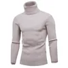 Leisure men's turtle neck sweater in autumn and winter solid color knitted ultra-thin fit pull-out long sleeved knitted warm knit pull-out 240104