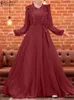 Elegant Women Muslim Maxi Dress ZANZEA Fashion V Neck Long Sleeve Satin Sundress Eid Mubarek Ramadan Turkey Abaya Long Vestidos 240103