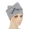 Kvinnor Big Bow Chemo Cap Muslim Hijab Turban Headscarf Turban Bonnet Beanie Hair Loss Hat Baggy Bandanas pannband Turbante Mujer