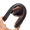 Mode solide noir PU cuir pantoufles mâle femelle diapositives unisexe intérieur chaussures décontractées hommes pantoufle grande taille 47 48 240103