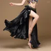 Stage Wear 2024 Belly Dancing Side Pull Long Satin Jupe Lady Dance Jupes Femmes Sexy Oriental Professionnel