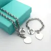 2024tiffany Designer di lusso in argento sterling Bracciale rigido a forma di cuore Aggiungi collana Set Forma originale Bracciale classico di moda Regalo di gioielli da donna con scatola