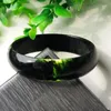 Armband Natural Chinese Jade Dark Green Handcarved Wide Band Armband Fashion Boutique smycken Män och kvinnor Black Jade Armband