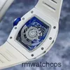 Orologi di lusso da uomo Richardmiler Orologi da polso meccanici automatici Richardmiler Rm030ao Edizione limitata globale di 50 pezzi in ceramica bianca Grigio Blu Colore Hollowe C4W2