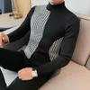 Мужские свитера, осенний черный, серый вязаный свитер с нашивкой для полувысокого воротничка, повседневная деловая внутренняя одежда, пуловер с длинными рукавами