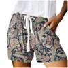 Shorts femininos primavera verão vintage impressão feminina casual cordão mini sol praia calças curtas mujer baggy solto confortável cortos