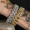 Arrived 18mm Width Hip Hop Full Iced Out Fashion Cubic Zircon Bling CZ Miami Cuban Link Chain Bracelets Jewelry For Men 240103