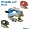 Maschere per feste Drago Dinosauro Mascella Maschera Bocca aperta Lattice Horror Copricapo Dino Halloween Puntelli Cosplay Spaventato Drop Delivery Home Garden Dhwv7