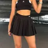 Röcke HOUZHOU Plissee Mini Rock Frauen Elastische Taille A-linie Adrette Sexy Casual Stickerei Tennis Sommer Y2k Mädchen Mode