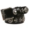 Cinture 3.8CM Rivetto in metallo pesante Skull Star Cintura in vera pelle da uomo in metallo con perno punk Jeans maschili Cinture con fibbia ad ardiglione