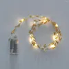 Strings 1PC 2M 20 LED Golden Tiny Leaves Fairy Light Battery Powered Copper Wire String Lights For Wedding Home Party DIY Xmas Decor