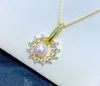 22092604 Women039s parel sieraden ketting akoya 556 mm strass zirkonia zon bloem hangende chocker 18k geel goud verguld g2170982