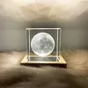 Dekorativa figurer Lätt LED CUBE Crystal Table Lamp 3d Moon Clouds Galaxy RainDrop Glass Night Desk Decor Girlvän Birthday Presents