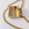 Ceinture de chaîne de luxe pour femmes, Mini taille, sac en métal doré, ceinture ajourée, pompon, accessoires de bijoux pour le corps, 240103