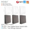 Switch 1pcs Moes Smart Light Switch Tuya ZigBee Ingen neutral tråd Ingen kondensator Behövlig Smart Life 2/3 Way fungerar med Alexa Google Home 2MQTT