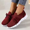 Dress Shoes Women's Knitted Sneakers Breathable Mesh Lace Up Running Casual & Stylish Footwear