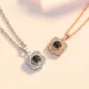 Collier projet I Love You en 100 langues, avec boîte cadeau Rose, adapté aux petites amies féminines, bijoux romantiques tendance 2023, 240104