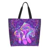 Einkaufstaschen, Motiv: Magic Mushrooms, Lebensmittelgeschäft, Einkaufstasche, Damen, individuell, Canvas, Schultertasche, große Kapazität, Handtasche