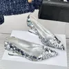 Dress Shoes Size 35-41 For Women Spring Autumn Sequined Cloth Pumps Bling Slip-on Wedge Heels Designer Pointed Toe Shallow