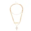 Colliers pendentif collier croix strass lettres anglaises pour femme (doré)