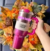 مخزون الولايات المتحدة مع شعار Cosmo Pink Flamingo Tumbler Consching Agent H2.0 نسخة طبق الأصل من الفولاذ المقاوم للصدأ مقبض القش والقش 1.