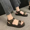 Sandalen Damen Kunstleder Damenschuhe Sommer Mode Sport Wohnungen für Rom Plattform Mädchen