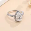 Cluster Rings 1-2ct Real Moissanite Engagement For Women 925 Sterling Silver Certified Ring Pear Cut D Color Lab Diamond Fine Jewelry