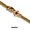 Högkvalitativ bildäcks 18k Gold Holiday Gift Armband smycken italiensk leoparddesign Rödblå grön med originallåda