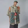 Męskie koszulki Arens Hip Hop Zagrażliwy ładunek Mężczyźni Krótki rękaw guziki w górę Koszulka HARAJUKU Patchwork Vintage Streetwear Safari Style