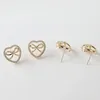 Stud Earrings 2PCS For Women 2024 Heart Bow Studs Superior Quality With Zircon Love Brass Gold Plated Accessories