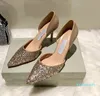 Hoge kwaliteit Designer Party Trouwschoenen Bruid Vrouwen Dames Sandalen Mode Sexy Jurk Puntschoen Hakken Leer Glitter Maat