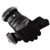 Cycling Gloves Black Touch Screen Winter Warm Men's Genuine Leather Casual Mittens For Men Outdoor Sport Full Finger Glove Skiing