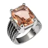 Huge Morganite With Multi White Crystal Zircon 925 Sterling Silver Ring For Women and Men Size 6 7 8 9 10 11 F1512218o