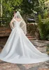 Abiti da sposa semplici in raso avorio a linea con tasca sexy con spalle scoperte Plus Size Abiti da sposa eleganti Boho Garden Sweep Train Ricevimento sposa Robes de Mariee CL3155